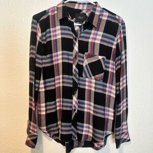 Rails Plaid Shirt Hunter Black Melon Aqua XS NWOT